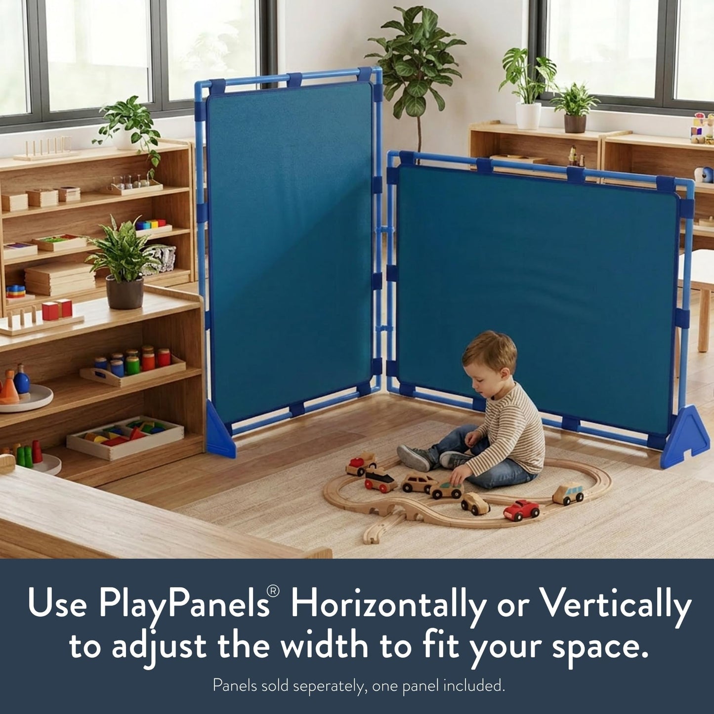 Children's Factory Big Screen PlayPanel, Kids Room Divider, Classroom Privacy Screen, Cantilever Feet Included, 1 Panel, Deep Water