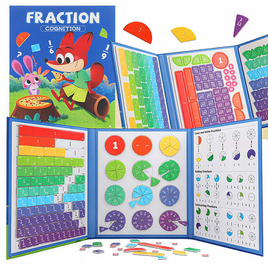BlivEclat STEM Magnetic Fraction Demonstration Book for Kids with 152 Pcs Math Fraction Magnets Tiles and Disc Set Educational Math Learning Manipulatives Set