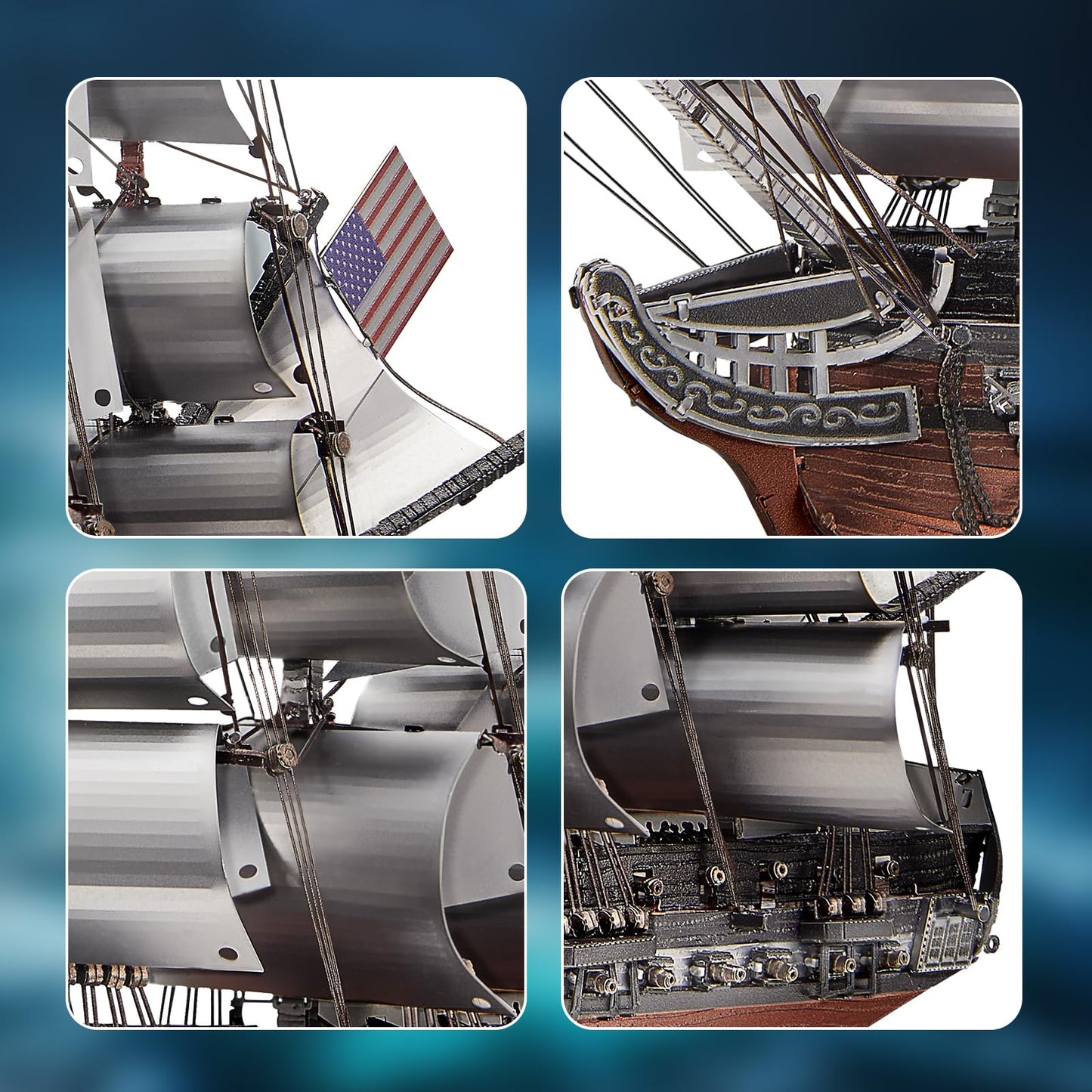 Piececool 3D Metal Puzzles, USS Constitution Sailing Boat Models for Adults Sailing Frigate Warship Sailboat Ship Model Building Kits Hobby Crafts for Adults Creative Gift Ideas Birthday Christmas