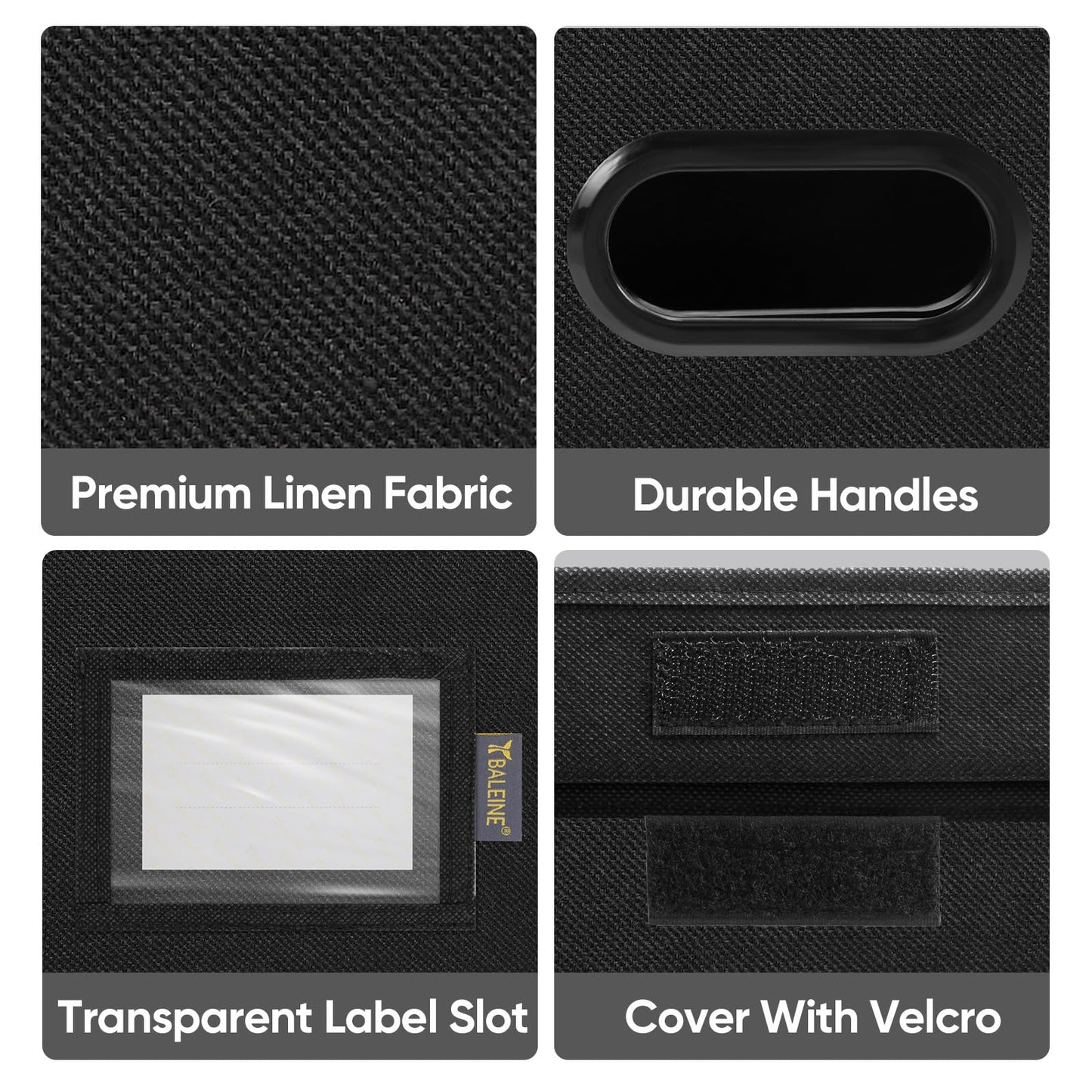 BALEINE File Organizer Box with Lid, Collapsible File Folder Organizer with Plastic Slide, Hanging File Folder Box for Office Document Storage (1 Pack, Black)