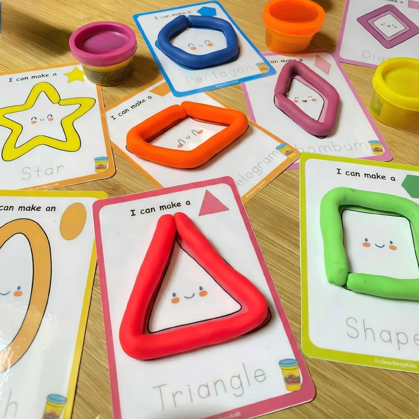 Ireer 36 Pcs Playclay Dough Mats for Kids Activity Card for Clay Back to School Preschool Number Alphabet Animal Shape Learning Activity Games for Classroom Home Educational Supplies
