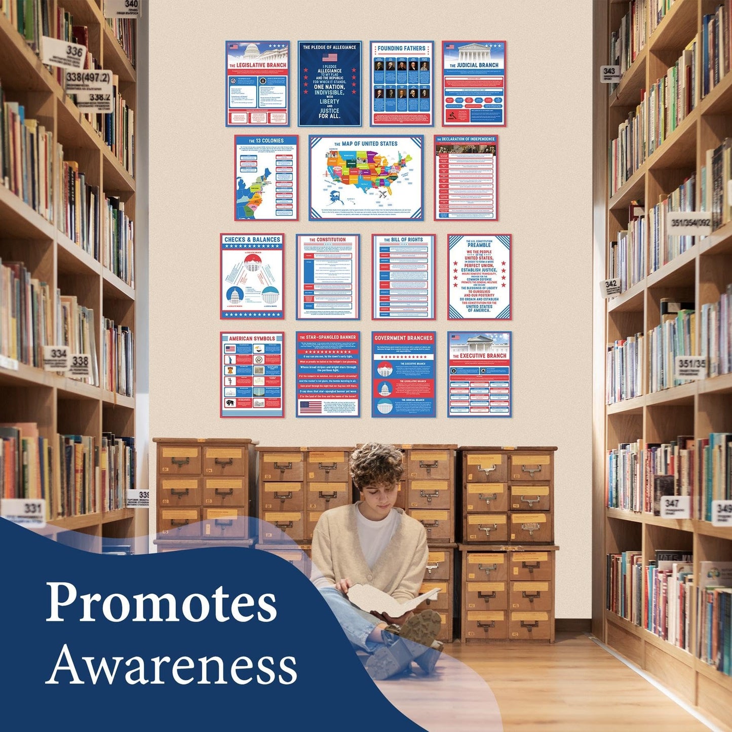 Wallbuddy US Government Educational Classroom Posters Set of 15 | Unframed Government Structure Civics & History Decor | American Teacher Must Have Classroom Essentials High School (12x16)