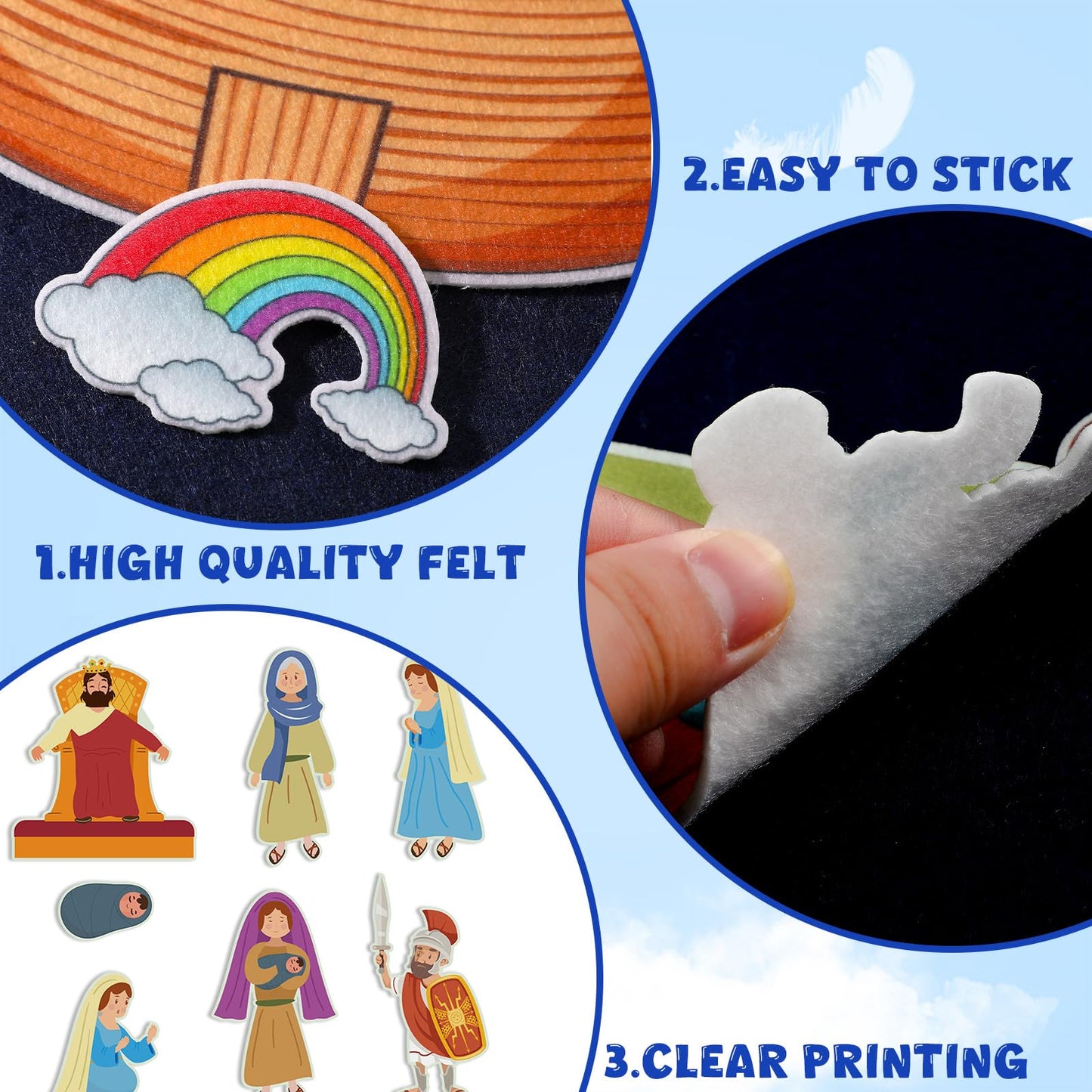 Windkream 12 Set Felt Board Stories Pieces Set Felt Animals Bible Fairy Tales for Preschool Animals Figures Flannel Board Stories for Toddlers Preschool Kindergarten Storytelling(Bible)