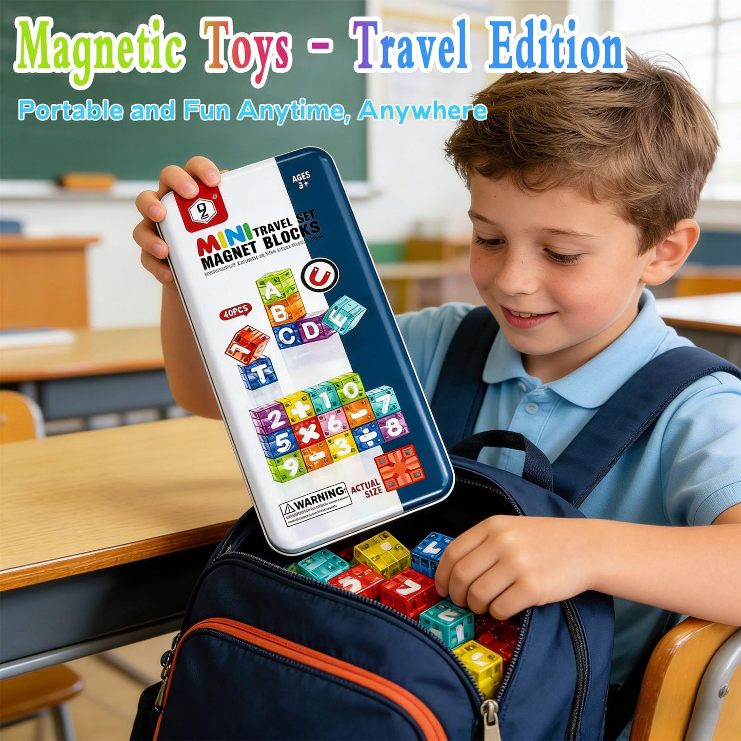 FSOUEHY Magnetic Letters and Numbers for Kids - 40 Piece Educational Alphabet Magnets Set with Premium Tin Case, Perfect for Toddlers Ages 3-8 Learning Spelling Reading Math on Fridge, Preschool Gift