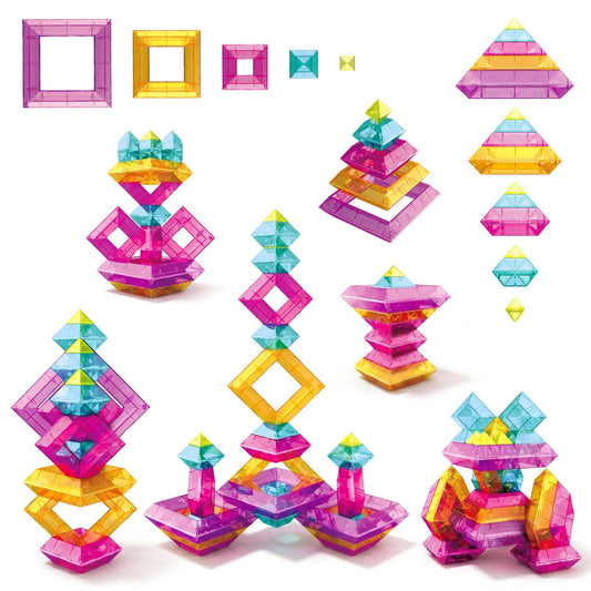 48 PCS Sensory Stacking Blocks, Light Table Compatible Building Blocks, STEM Educational Learning Resources for Toddlers Boys Girls Ages 3+