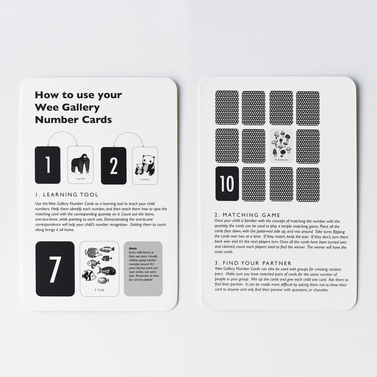Wee Gallery Educational Flashcards for Babies, Double Sided Black and White Learning Flash cards, Nature Number Cards for Visual Stimulation and Cognitive Development of Infants and Toddlers
