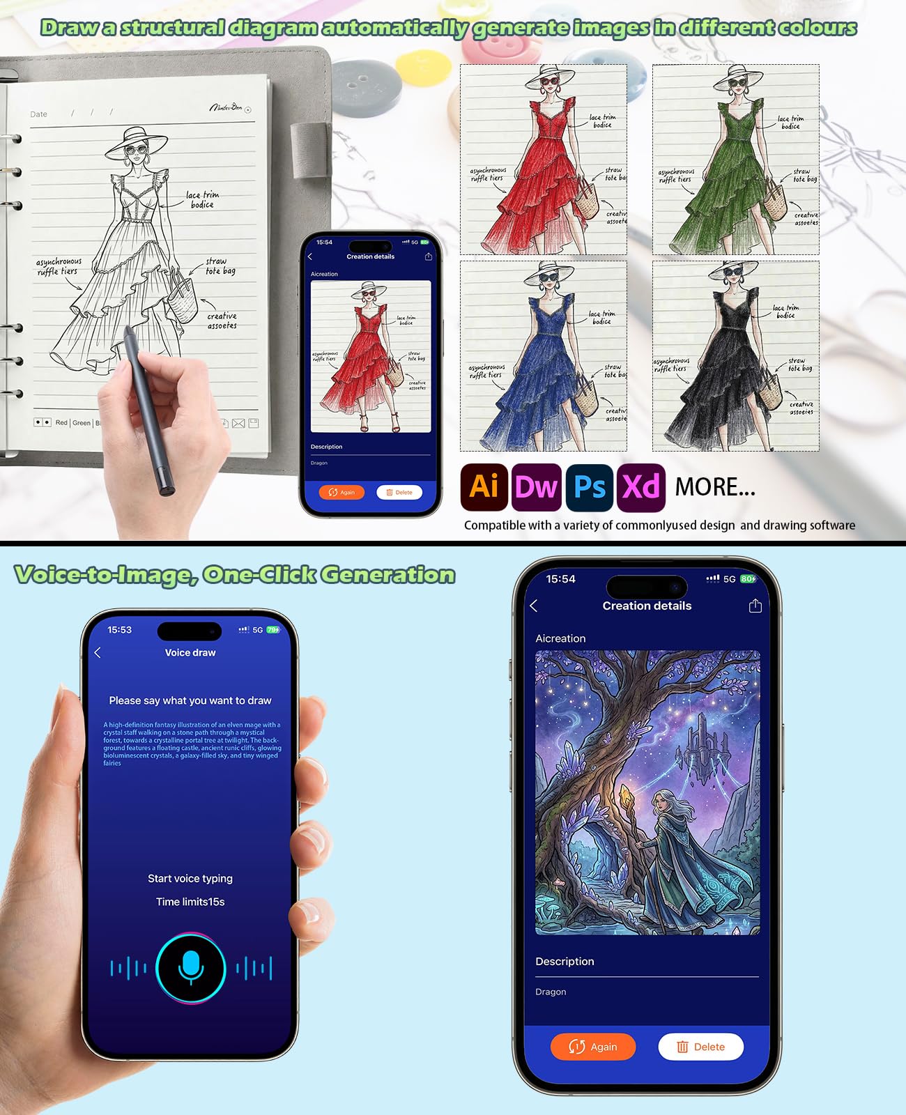 Digital Notebook with Pen Set smart Pen Enables Synchronized Handwriting, OCR to Text, Offline Storage, Audio Recording and Note Sharing, Compatible with iOS and Android