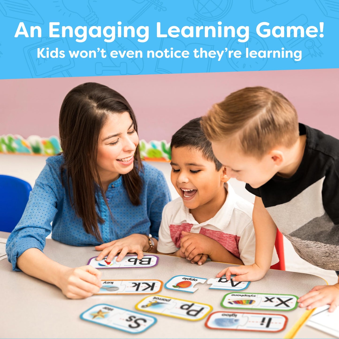 Alphabet Puzzle Games for Kindergarten - 26 Pairs Self-Correcting ABC Puzzle Alphabet Matching Game - ABC Learning for Toddlers Letters Matching Game - Preschool Educational Learning Toys Activities