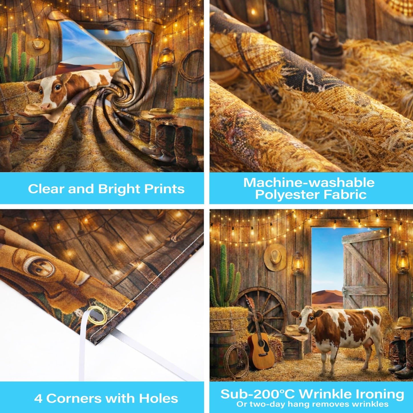 Western Barn Backdrop Cowboy Backdrop - 7x5ft Rustic Farmhouse Country Photography Background Wild West Wooden House Vintage Farm Backdrops for Birthday Party Wedding Baby Shower