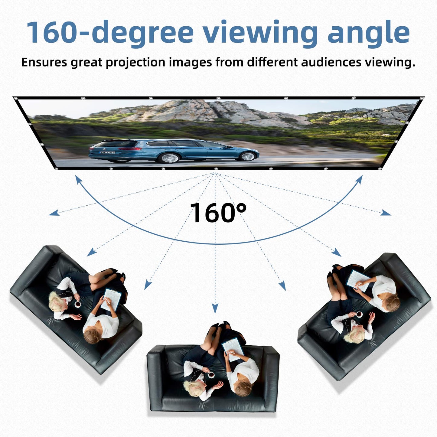 Projector Screen,HUANYINGBJB 4K 16:9 HD Rear Front Projector Screen Foldable Projection Screen Double-Sided Portable Outdoor Indoor Projector Screens Small for Movie Home Theater (60 inches)