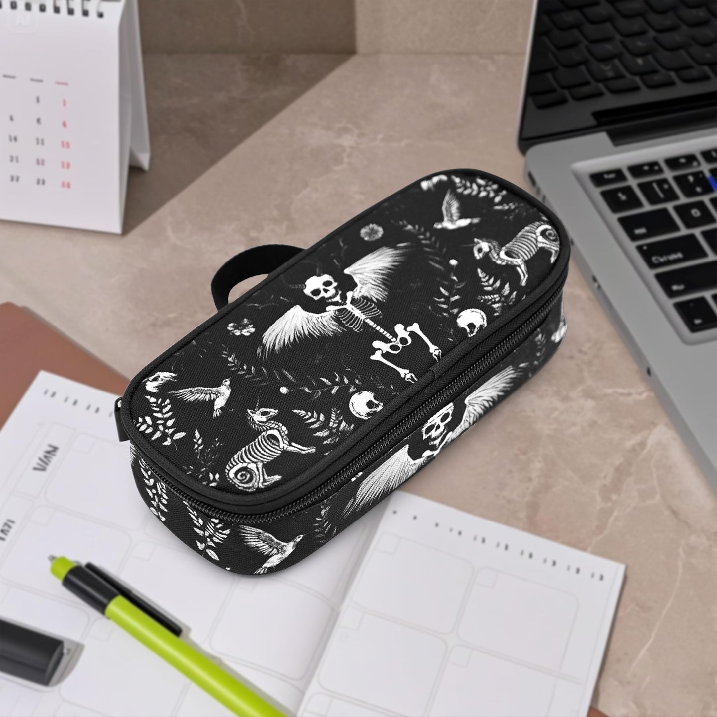 Droerfes Goth Skull Pencil Case Pencil Pouch Large Capacity Pen Bag School Office Organizer Stationery Storage Box For Girls Boys Teen Kids