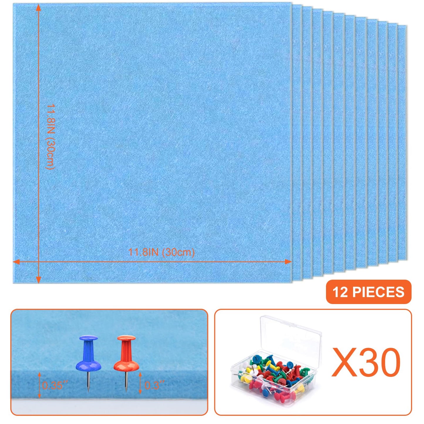 Cork Boards for Walls 48" x 36" Felt Board Alternative, 12 Pack Felt Wall Tiles Bulletin Board, Large Cork Board for Office Pin Board Tack Board Cork Boards