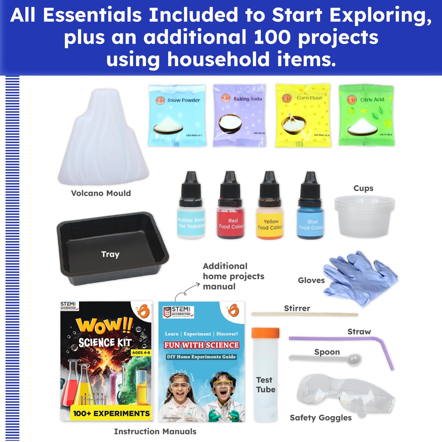 Butterfly EduFields 100+ Science Kits for Kids Age 5-7 | Birthday Gifts for 4 5 6 7 8 Year Old Boys & Girls | DIY Chemistry Experiments kit | Learning and Educational Projects