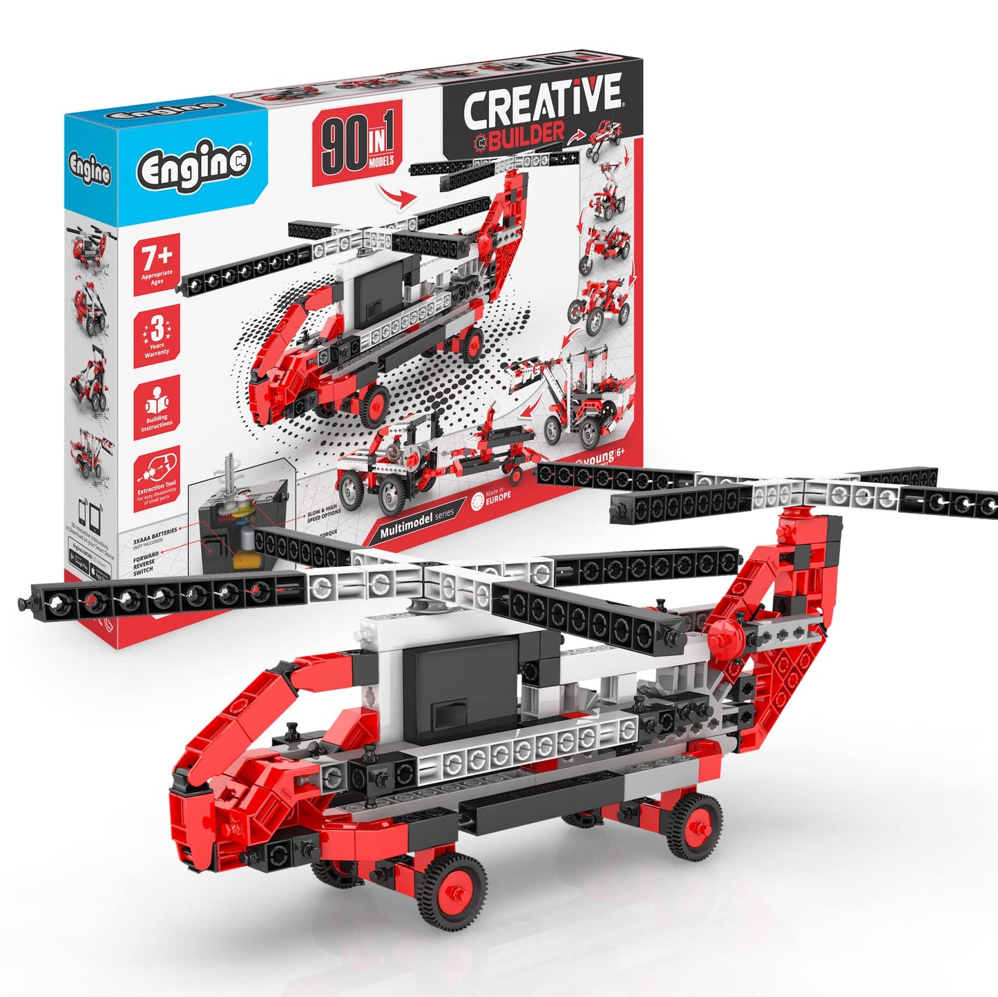 Engino- Inventor STEM Toys, 90 Motorized Models, Building Toys for Kids 7+, Engineering Kit, Stem Projects, Learning & Education Set, Gifts for Boys & Girls