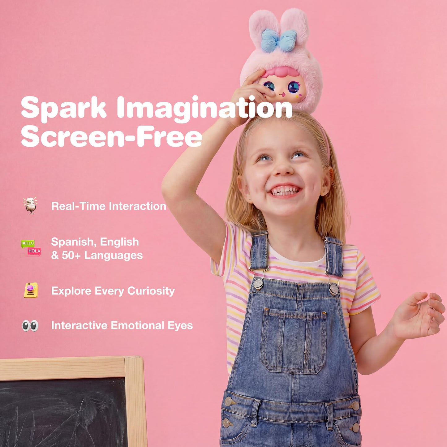 ZAIROM Interactive AI Smart Plush Toy - Soft Talking Companion, Emotional Eyes, Screen-Free Multilingual Learning, Bedtime Storyteller, White Noise, Parental Control App, Gift for Kids 3+, Rabbit