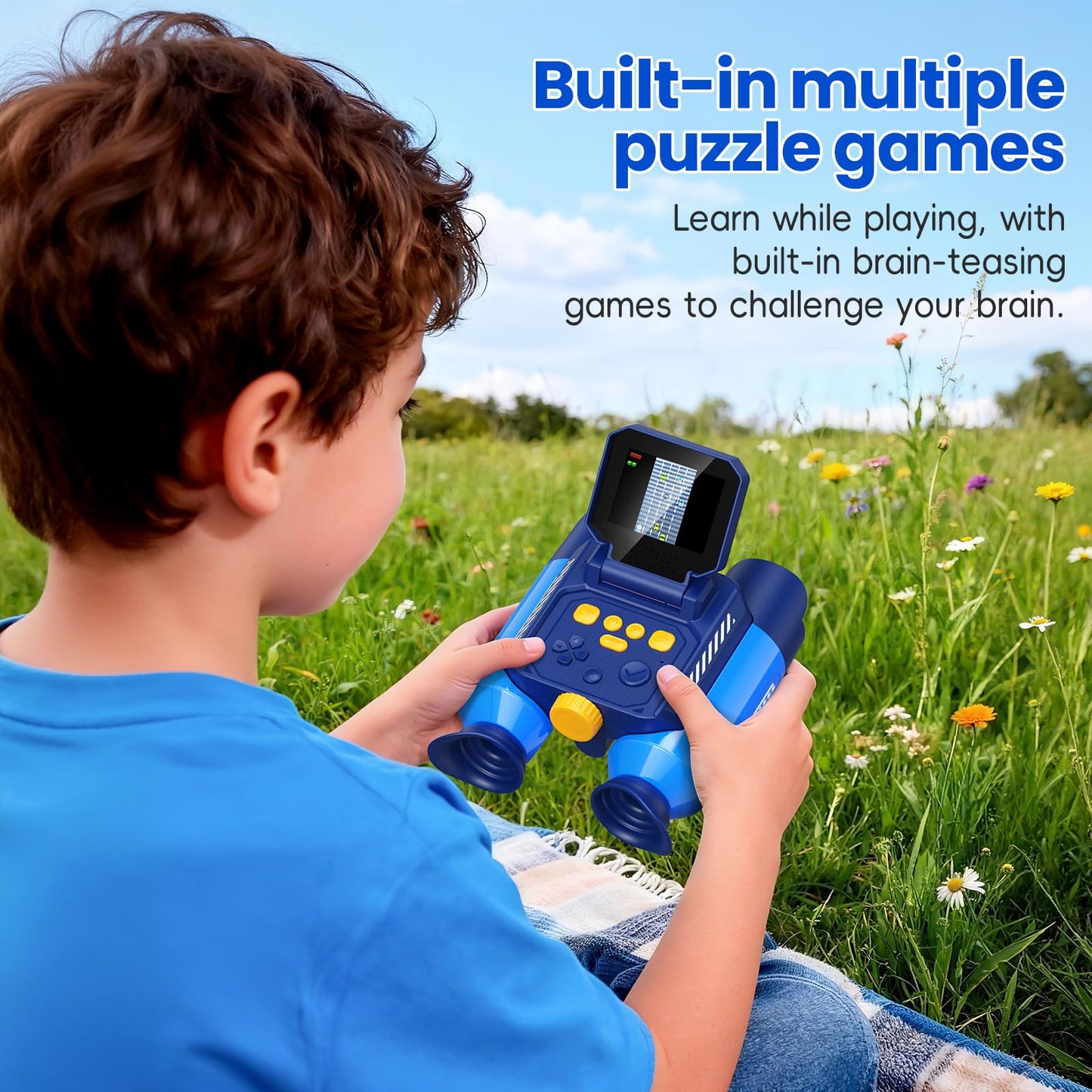 Aspoven Binoculars for Kids, Night Vision with 2.4" Screen, HD Digital Binoculars for Boys and Girls Ages 4-12, Portable Kids Binocular, Photo Video Capture & 9 Puzzle Games (Blue)
