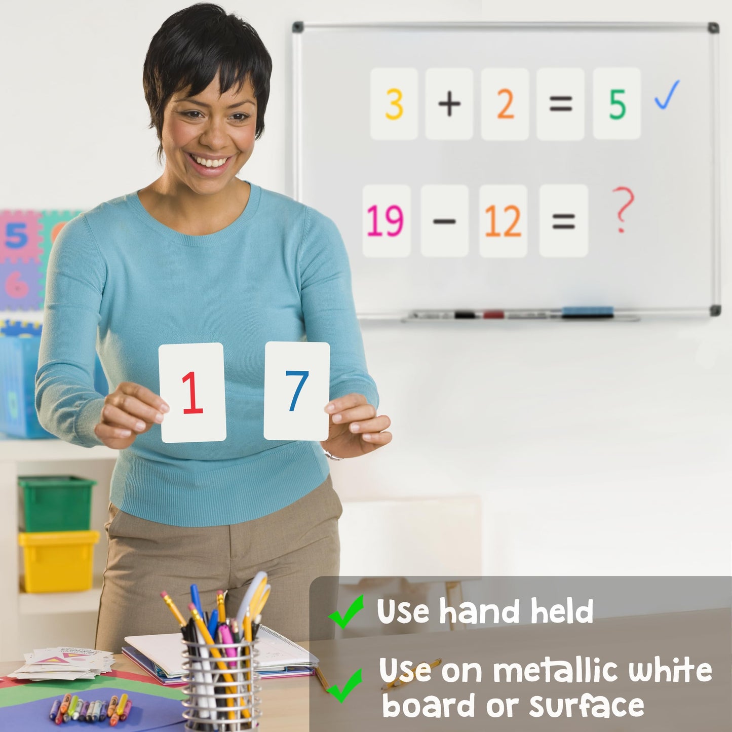 Attractivia Magnetic Number Flash Cards - Large 0-25 Math Cards, Early Addition and Subtraction, Multiplication, Division and Symbols, for Classroom Teachers, Homeschool, Toddlers, Kids and Adults