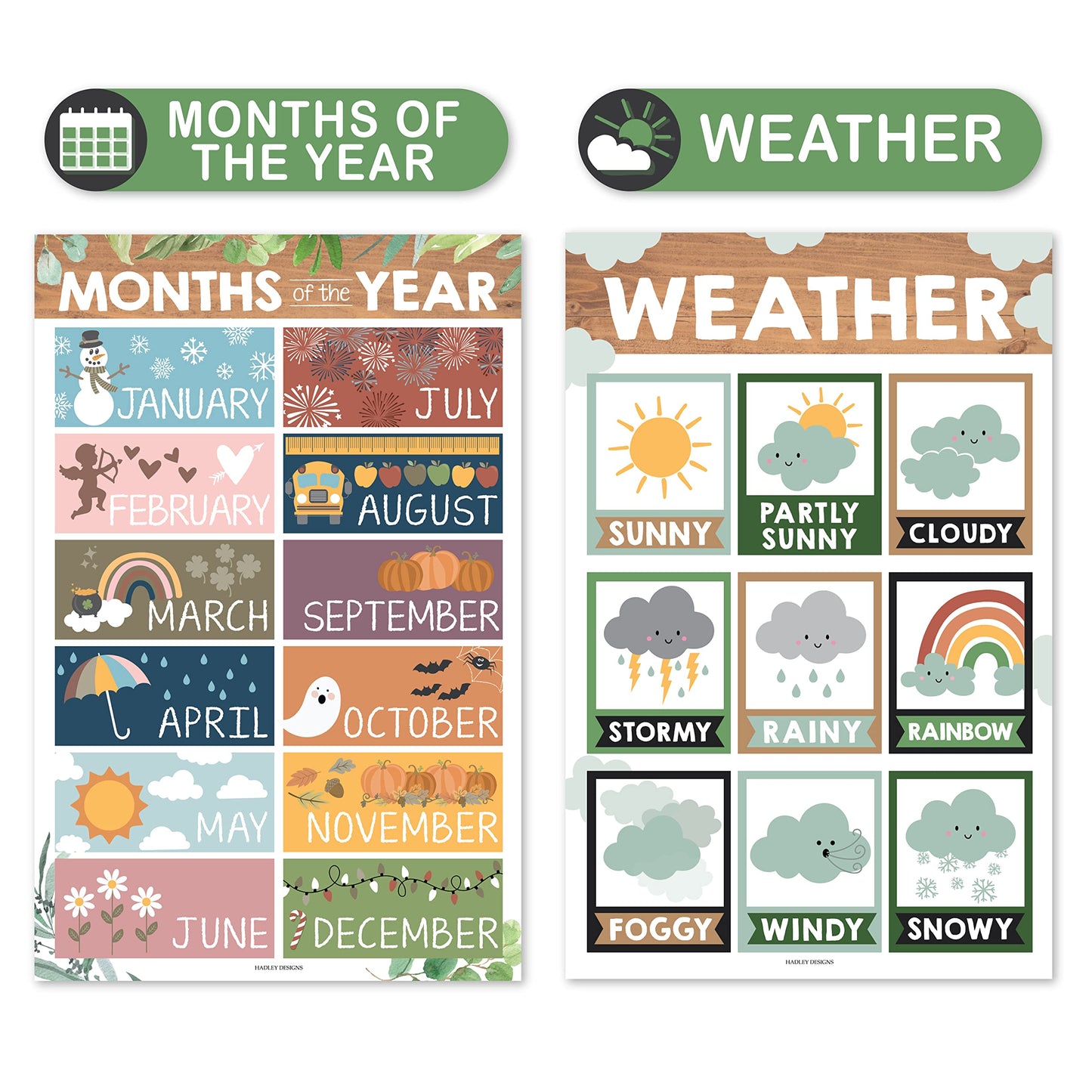 4 Farmhouse Kids Educational Posters For Toddlers,Alphabet Poster For Toddlers, Days Of The Week For Kids, Months Of The Year For Classroom Decorations For Teachers, Kindergarten Homeschool Supplies…