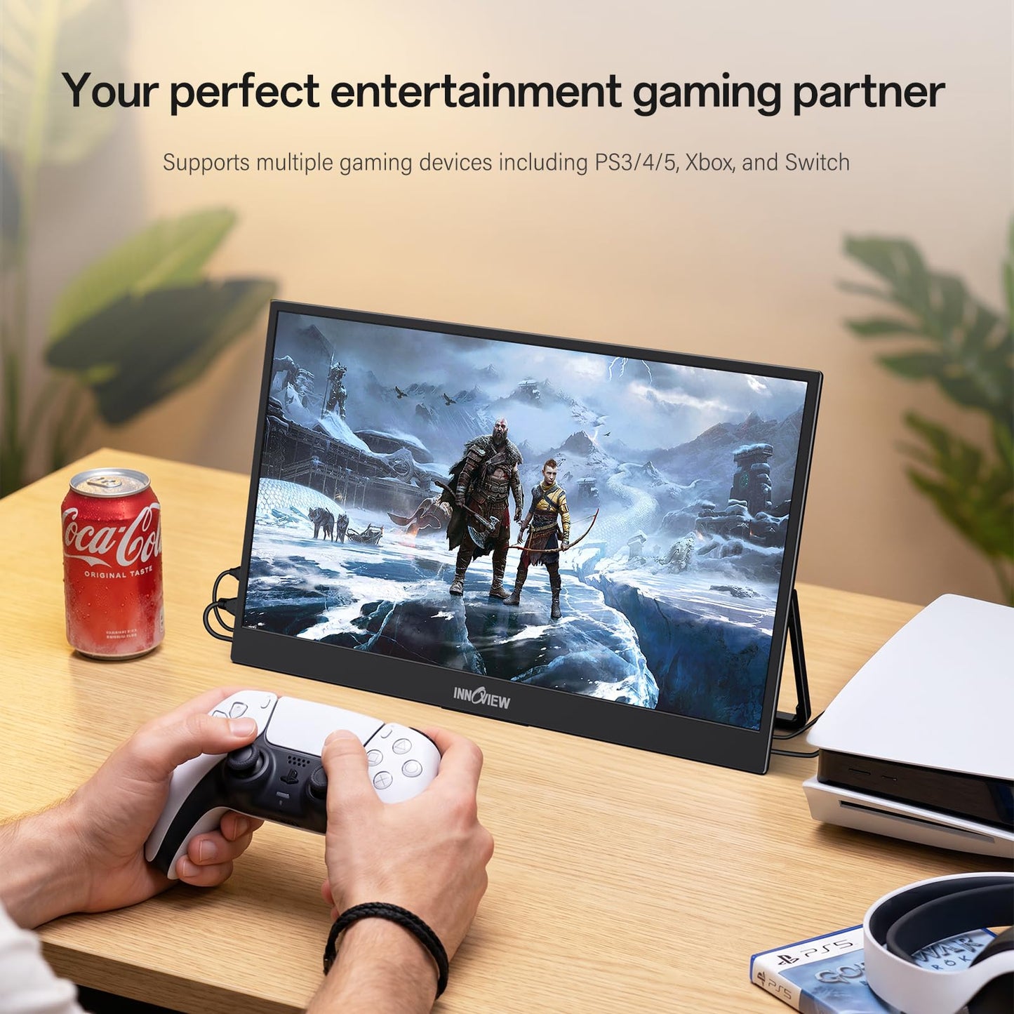 InnoView 2K Portable Monitor 15.6" QHD 100% sRGB, Built-in 180° Adjustable Stand Travel Monitor USB C Standard HDMI Ultra-Slim Portable Monitor for Laptop MacBook Phone PS5 Xbox Switch