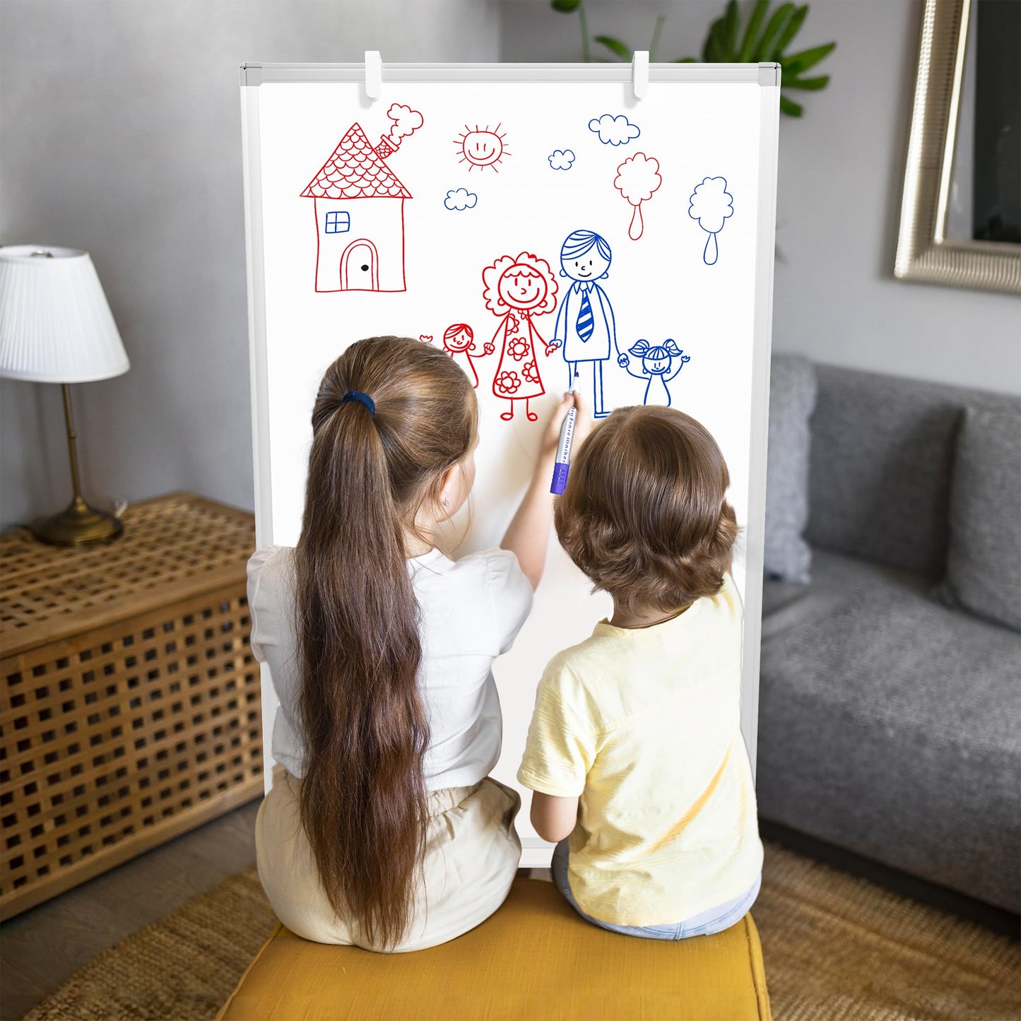 Large Whiteboard Easel with Stand, 36" x 24" Portable Standing Magnetic Dry Erase White Board, 3' x 2' Tripod Height Adjustable Flip Chart Easel for Home Office Classroom School, Silver