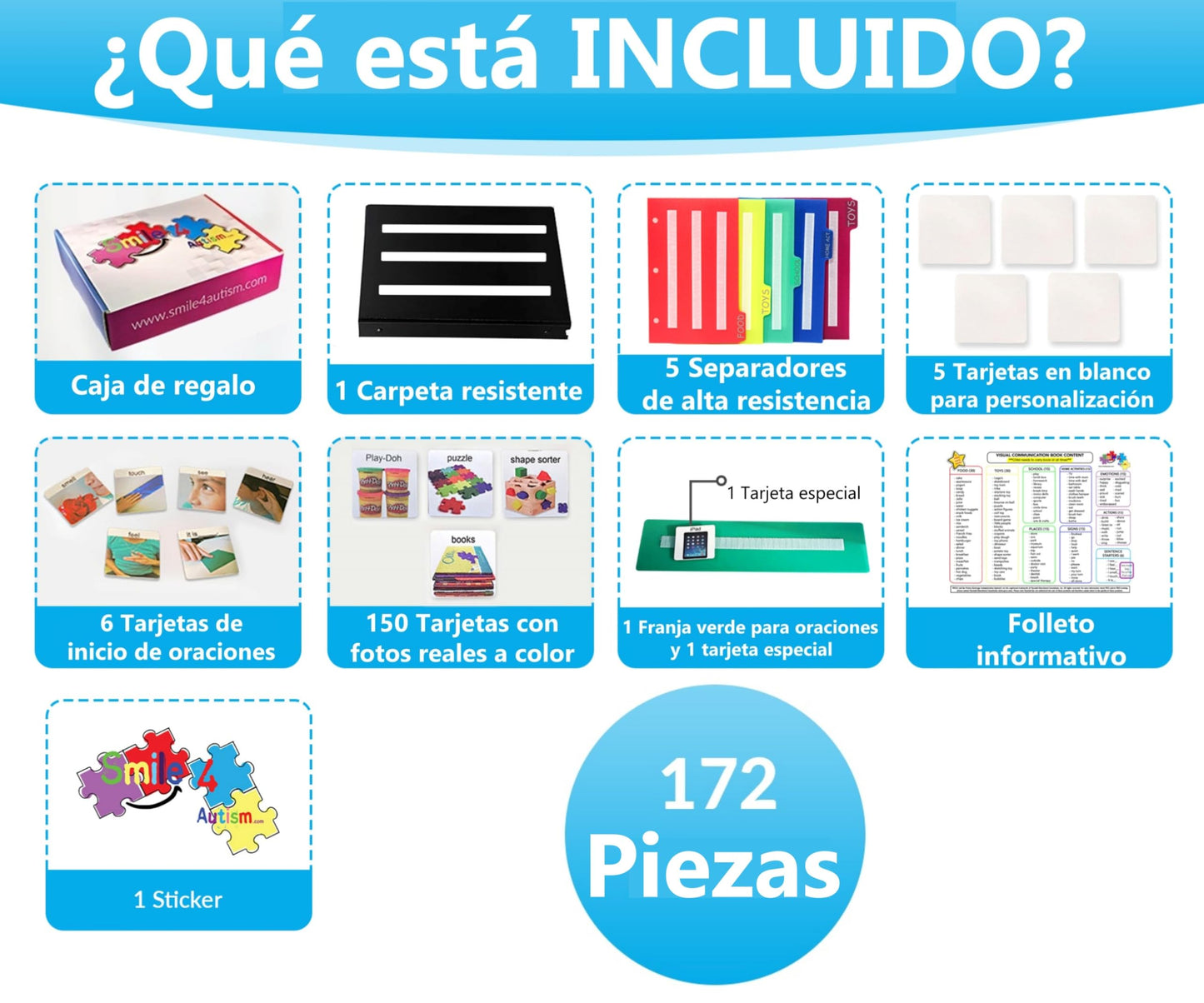 Visual Communication Book,162 ASD Photo Picture Cards: Autism Language Vocabulary, Speech Articulation Therapy, ADHD & Aprexia Learning (Spanish Laminate Real Photo Book, Small)