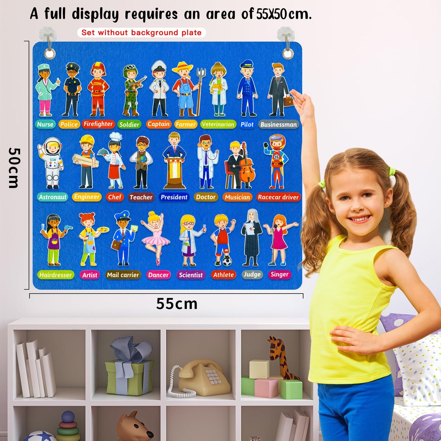 PENGFULL Felt Career Image Dress-Up Learning Pieces,50 Felt Flannel Board Pieces,Career Community Helpers Learning for Toddlers,for Kindergarten,Preschool,Toddlers