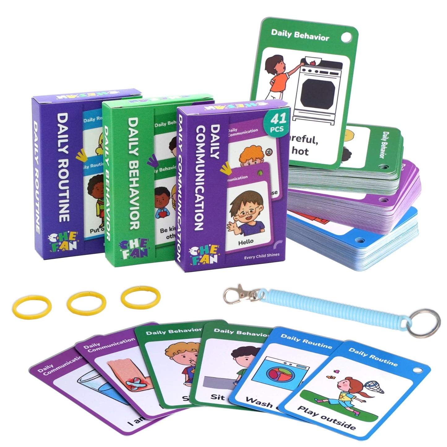CHEFAN 110 PCS Autism Communication Cards for Speech Delay, Special Needs Visual Aid Language Learning Cue Cards Special Ed Feelings Emotions Flash Cards for Autism Communication