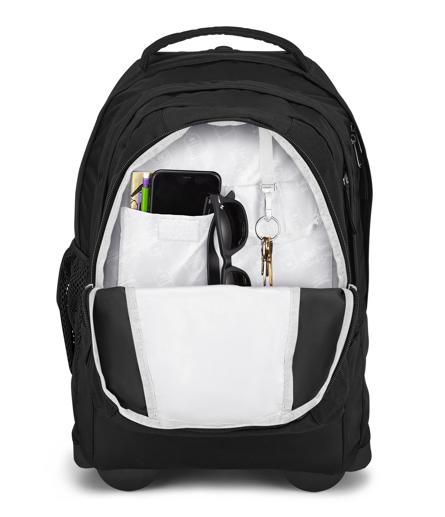 JanSport Driver 8 Rolling Backpack - Wheeled Travel Bag with 15-Inch Laptop Sleeve, One Size, Black