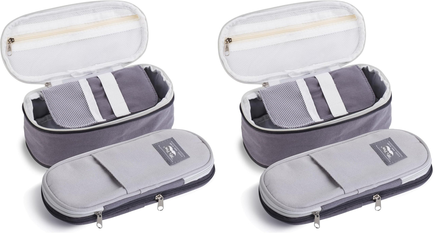 Mr. Pen- Pencil Case Large, Fabric Pencil Pouch Large, Grey, Pen Bag, School Supplies, Pencil Pouch Cute (Pack of 2)