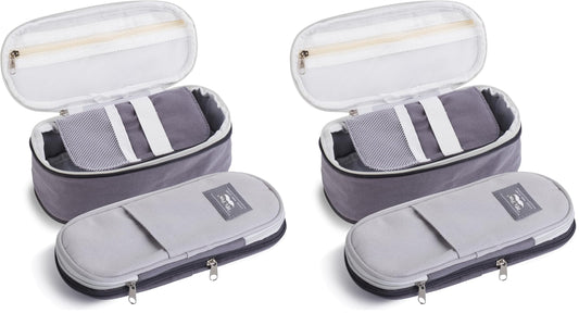 Mr. Pen- Pencil Case Large, Fabric Pencil Pouch Large, Grey, Pen Bag, School Supplies, Pencil Pouch Cute (Pack of 2)