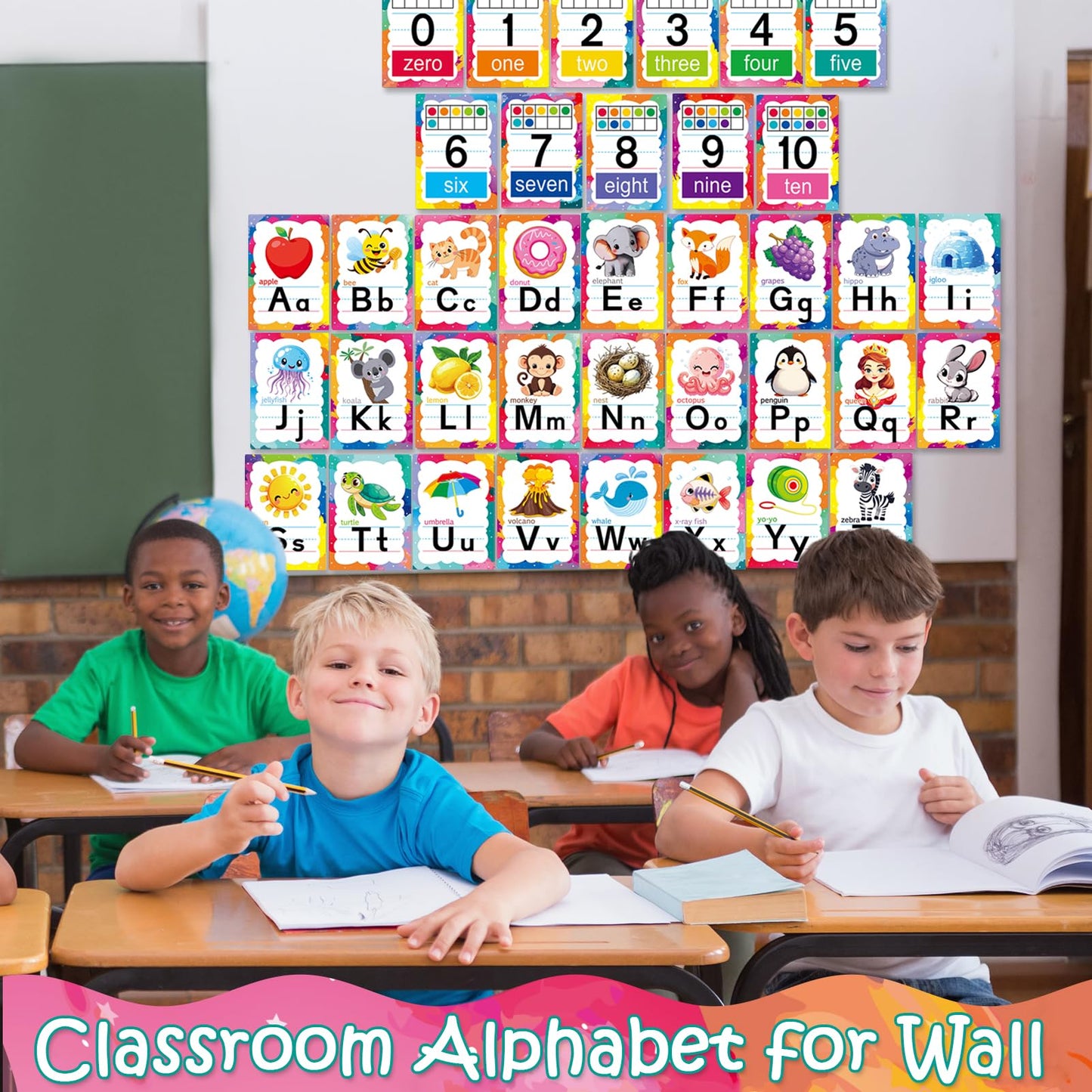 Adduster Alphabet Letters for Wall - ABC Alphabet Poster Classroom Wall Alphabet Alphabet Wall Chart Kindergarten Elementary Classroom Wall Decor Daycare Homeschool Supplies (Write Badly)