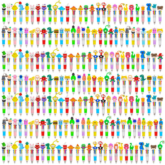 CZWZ 200Pcs Mini Multicolor Pens in One 4-in-1 Cute Pens Bulk, Ballpoint Pen for Birthdays and Parties, Fun Gifts Assorted Ink Kawaii Pen