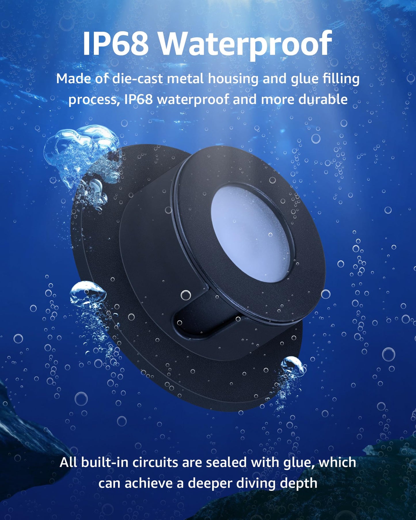 SUNVIE Pond Lights LED Underwater 3000K Warm White IP68 Waterproof 12-24V AC/DC 4 Pack Black Model ULWS03W04