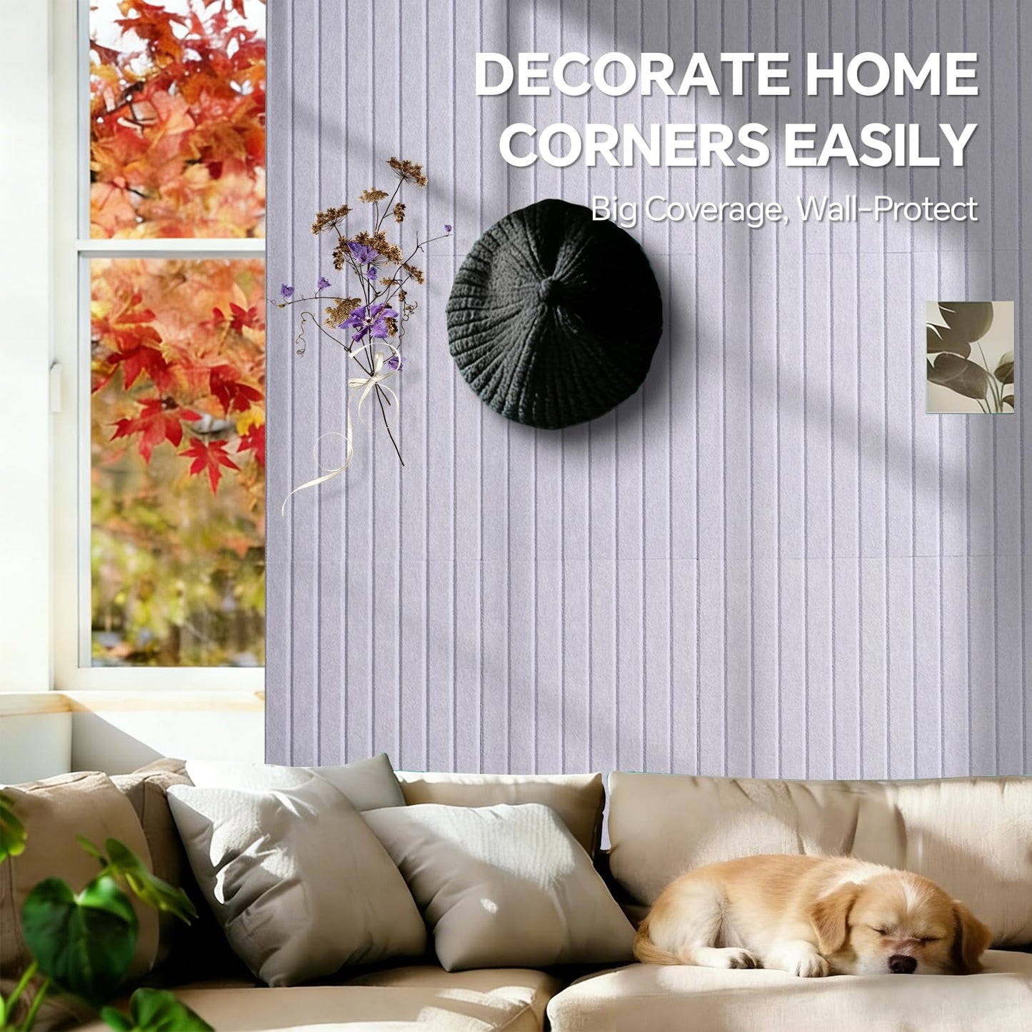 Slat Felt Wall Tiles (12 Pack) - 11.8"x11.8" Self-Adhesive Bulletin Board for Wall, Acoustic Panels for Sound Dampening, Modern Black Pin Board, Home Office Decor (30x30cm)
