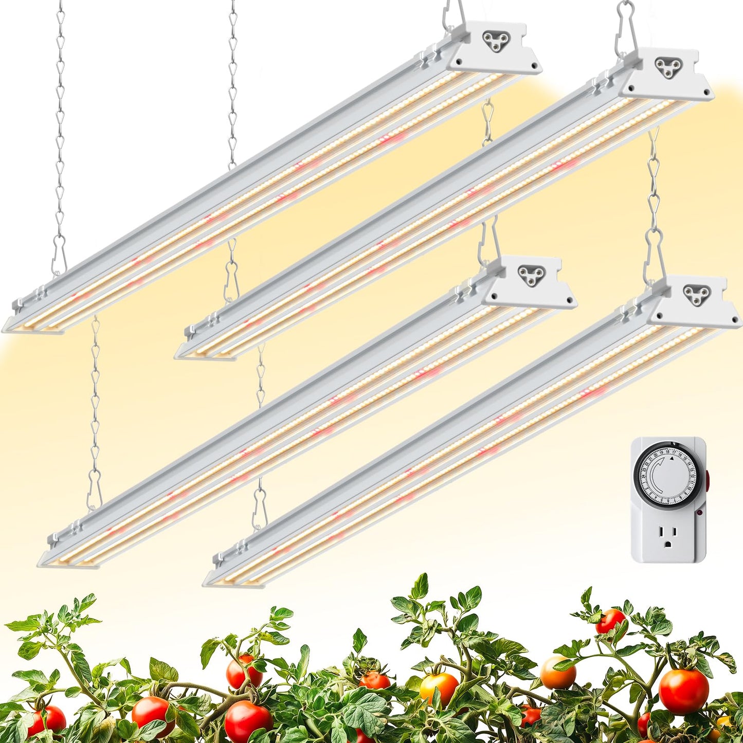 Barrina TX60 Grow Light for Indoor Plants, 240W, Full Spectrum, 4FT, 4 Packs, 3000K+6500K+660nm, with Timer
