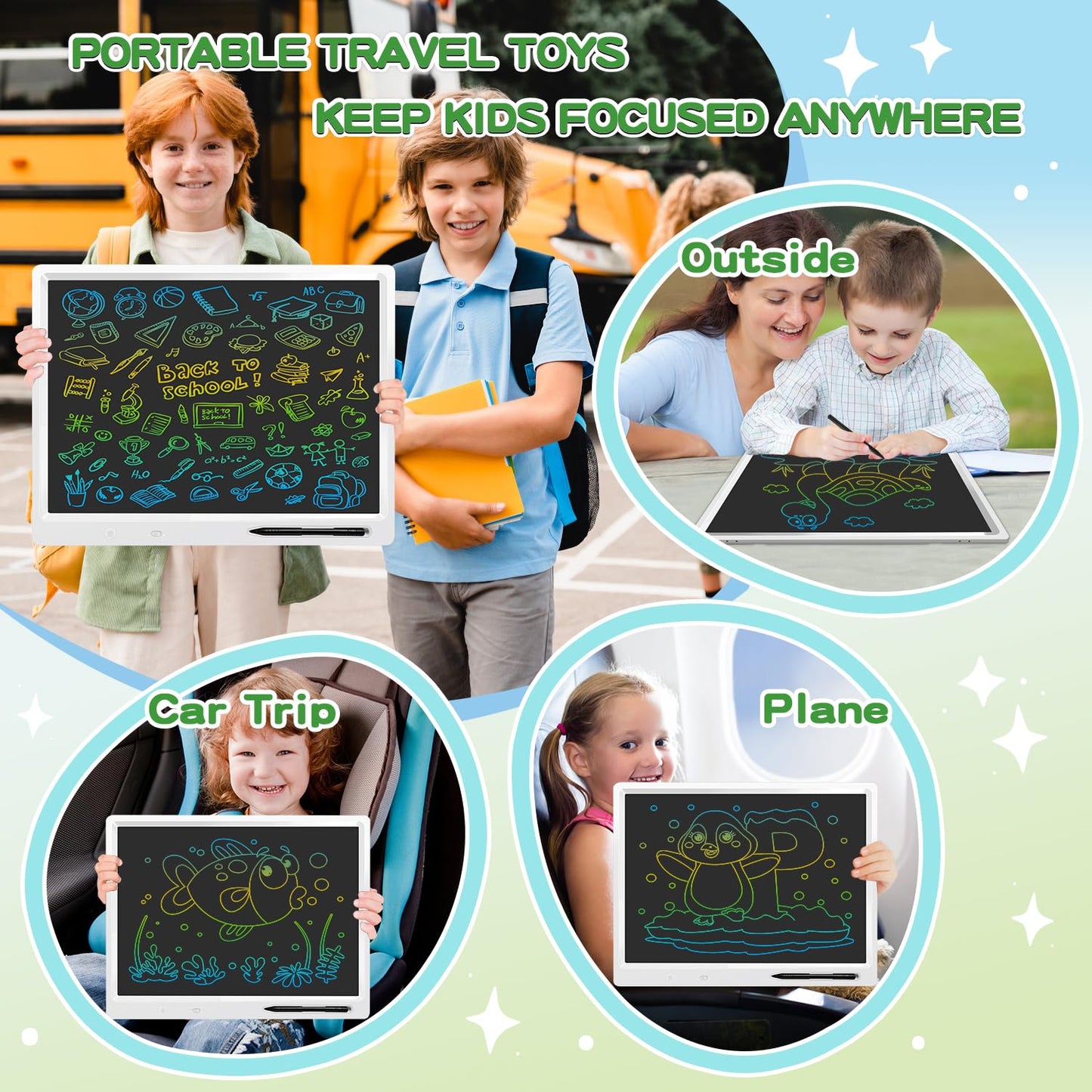 LCD Writing Tablet, 18 Inch Colorful Doodle Board Valentines Kids Gifts,Erasable LCD Writing Tablet for Kids, Home School Office Christmas Gifts for 3-12 Years Home School