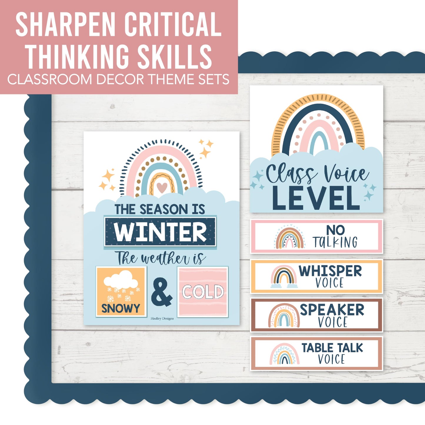 Hadley Designs Classroom Calendar Set Bulletin Board Decorations - Boho School Calendar for Classroom Decor, Kindergarten Preschool Elementary Teacher Must Haves, Homeschool & Daycare Essentials