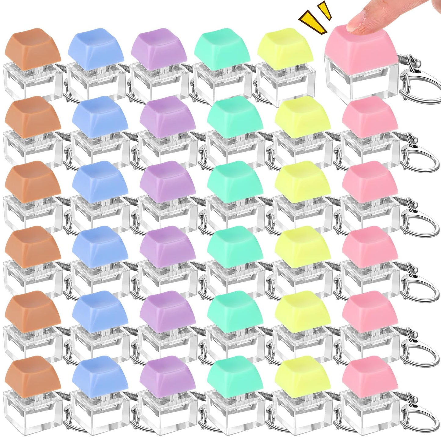 Seeloowy 36 Pcs Keyboard Fidget Clicker Keyboard Keychain Decompression Relief Toys Button Stress Relief Gifts for Adults Pass the Time Office Party Favors (Classic Color)