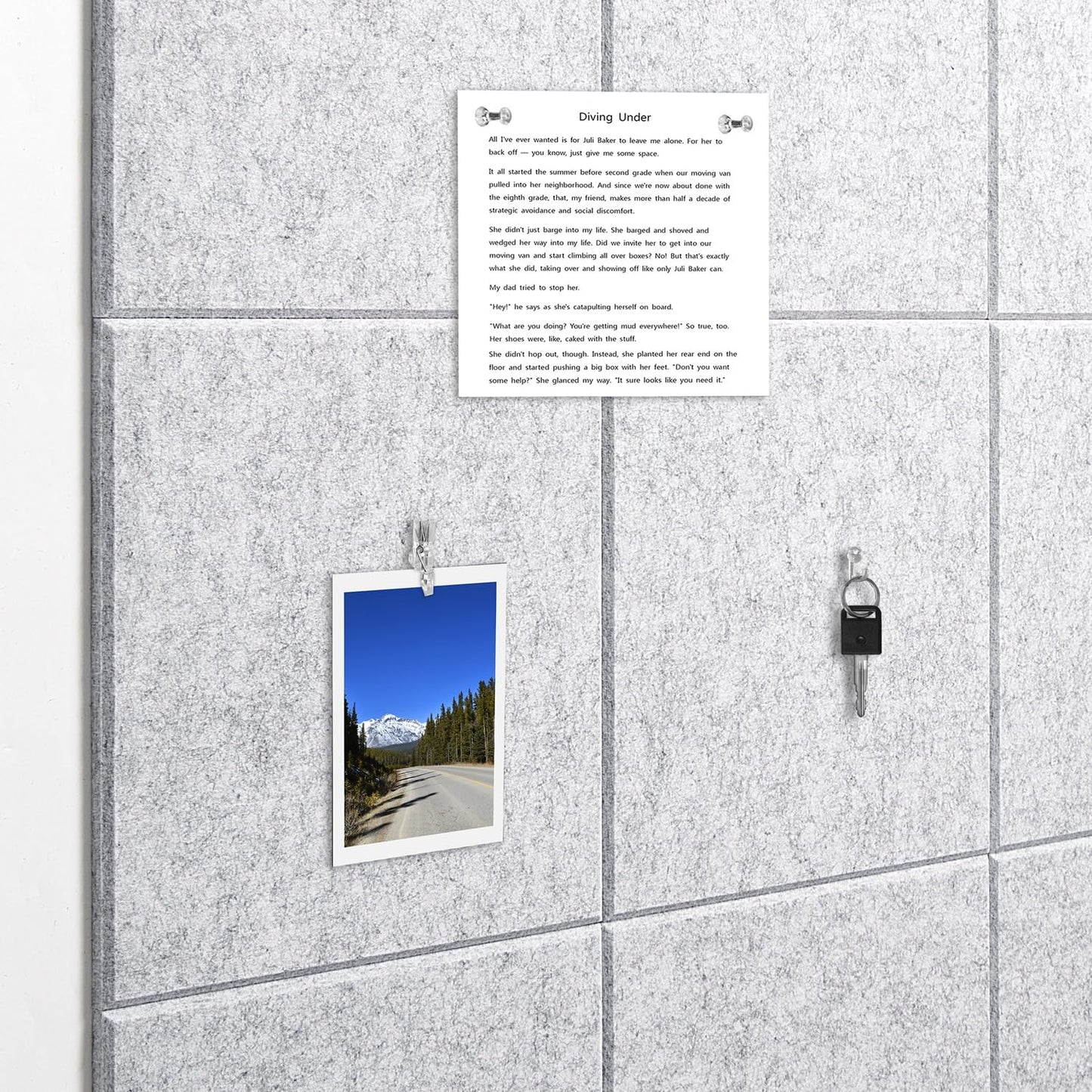 G Gamit Felt Wall Tiles Bulletin Board Large Cork Board Alternative 6 Pack 11.81”x11.81”x0.47” Felt Pin Board Tack Board with Safe Removable Adhesive Tabs for Home Office School 36x24 (Silver Grey)