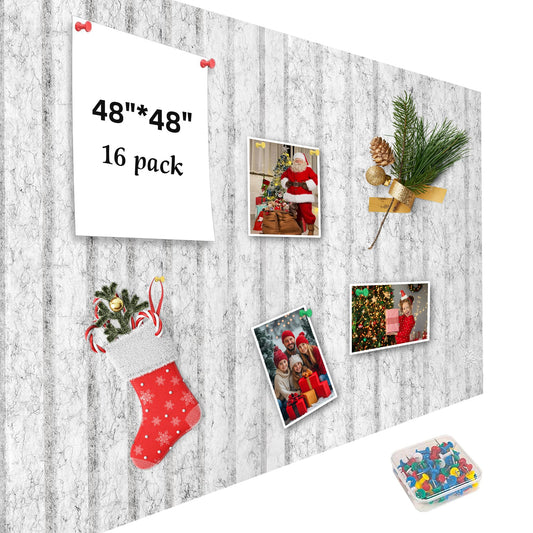 Large Cork Board for Walls, Yunihome 16 Pack 48" x 48" Felt Bulletin Board Wall Tiles for Home Kitchen School Office Wall Decor with Assorted Colors DIY Decorative Push Pins Sets