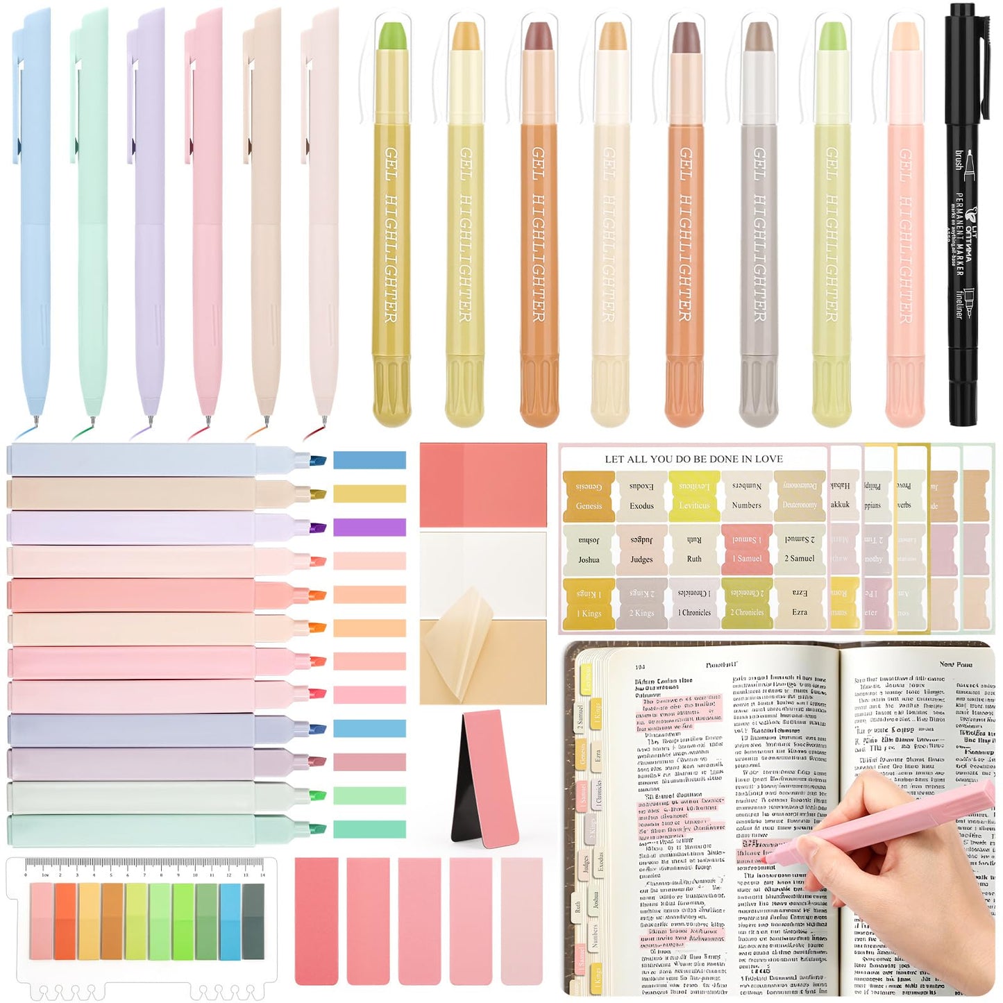 LifeisLuck Bible Journaling Kit, Bible Study Supplies Journaling Kit with Highlighters Marker Pens No Bleed Strip Index Tabs Bible Accessories Set for Women Students Beginner, Christian Gifts