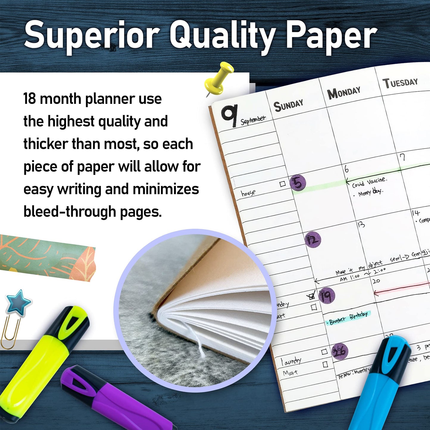 Undated Big Large Monthly Planner - Blank Calendar Book and Organizers 8.5 x 11 Inches - Kraft