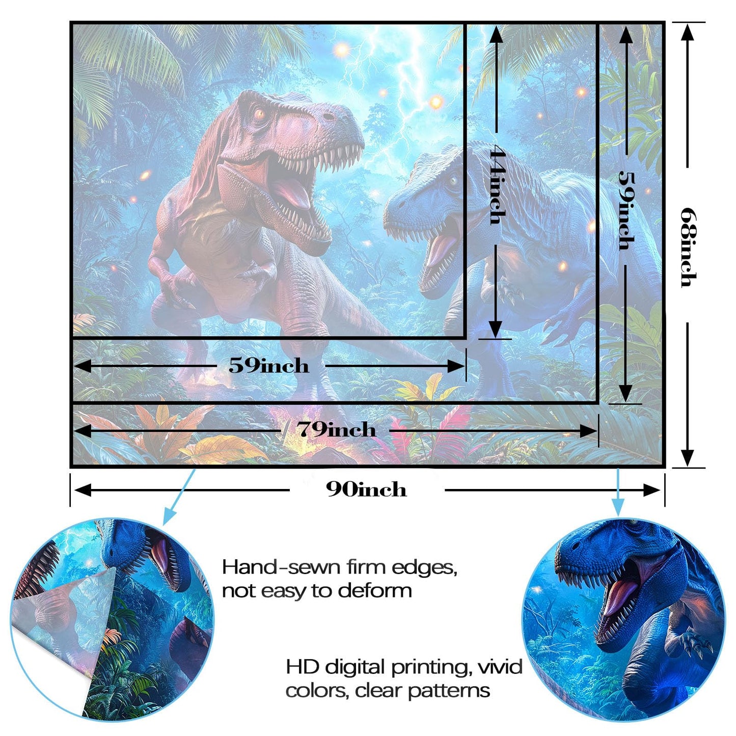 Spenlife Thunder Dinosaur Showdown Wall Tapestry, Fantasy Dino Battle Tapestries for Room Decor, Prehistoric Tapestry 60x44 Inch