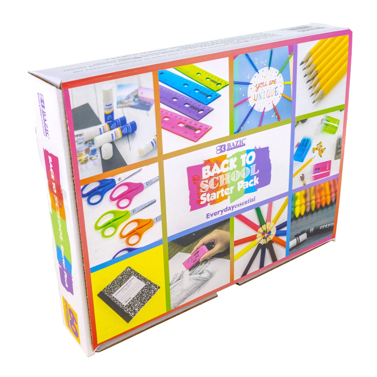 BAZIC Products Back to School Starter Pack, 60 Pieces, Elementary, for Students Teachers Donations