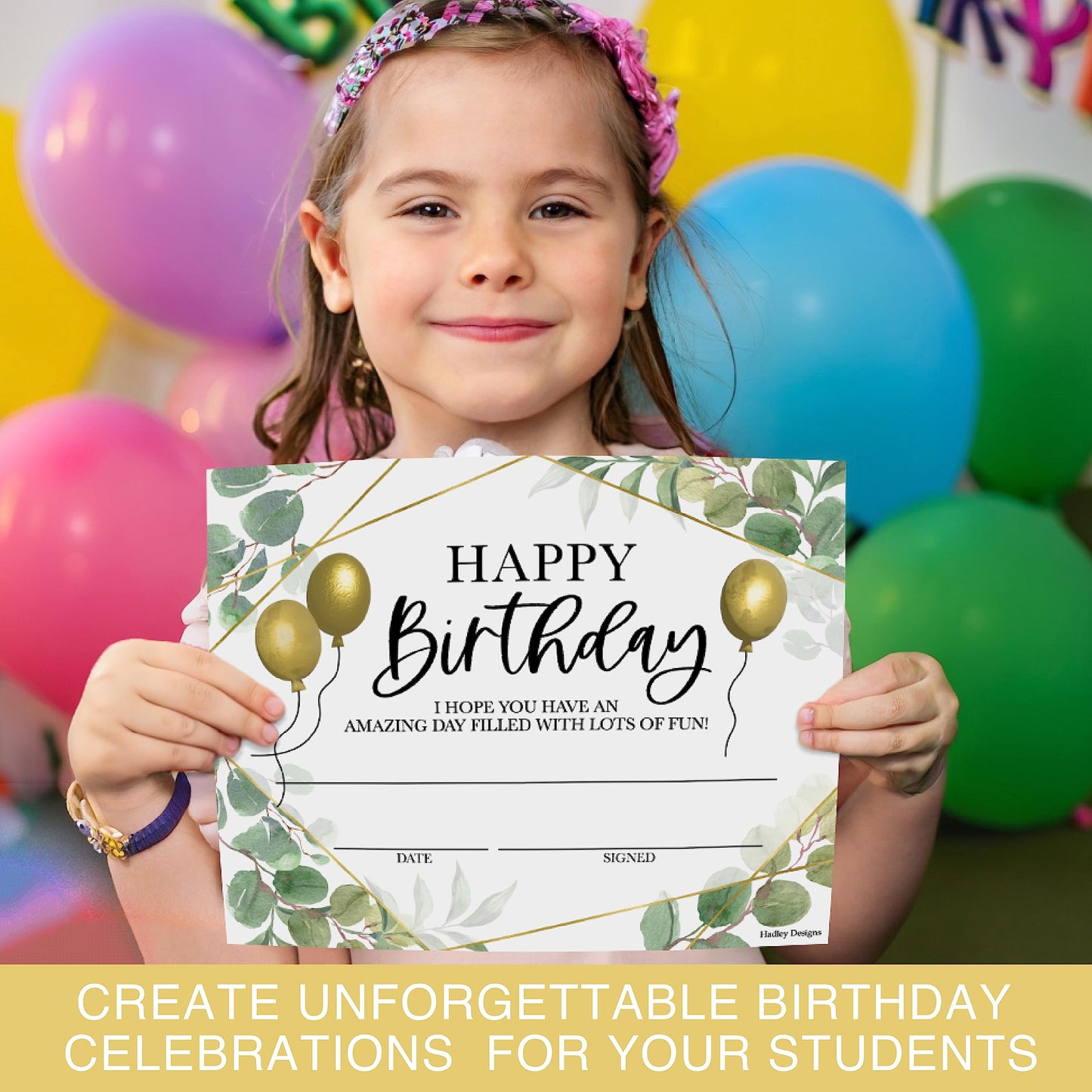 Happy Birthday Certificates for Students - 25 Student Birthday Certificates for Kids Classroom Must Haves, Teacher Supplies for Classroom Elementary, Greenery Teacher Essentials