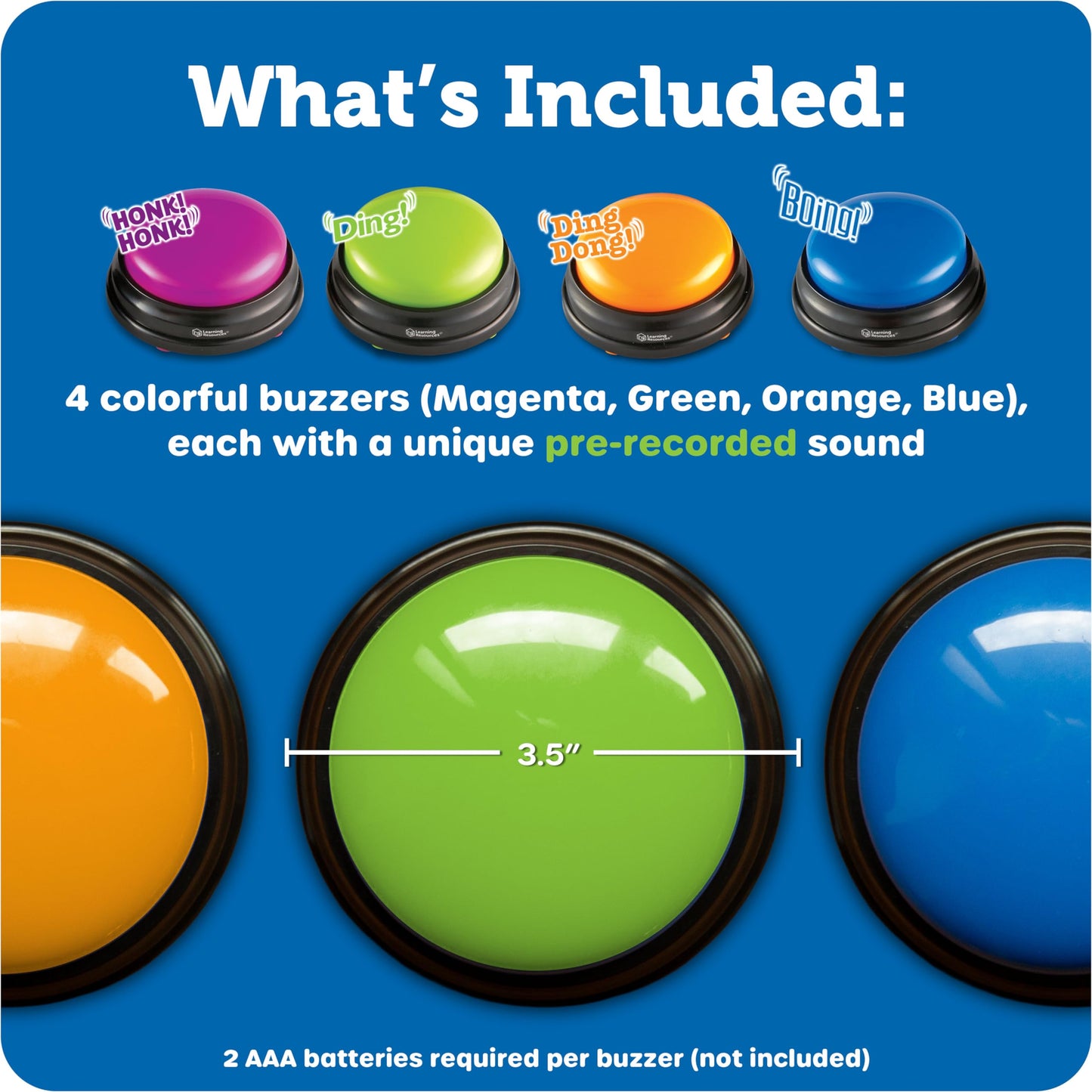 Learning Resources Answer Buzzers - Classroom Must Haves Supplies, Kids Toys, Sound Effect Button, Family Game Shows, Buzzers for Trivia, Participation Tools Boys and Girls Birthday Gifts