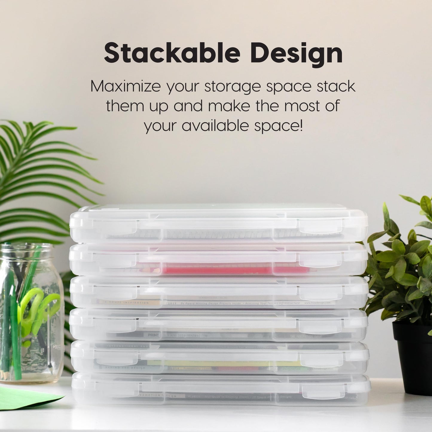 IRIS USA Board Game Storage Containers, 10-Pack |Made in USA| Organizers with Built-In Handle & Snap-Tight Lid for Puzzles, Scrapbook, and Fits 8.5" x 11" or A4 Papers, Slim - Clear
