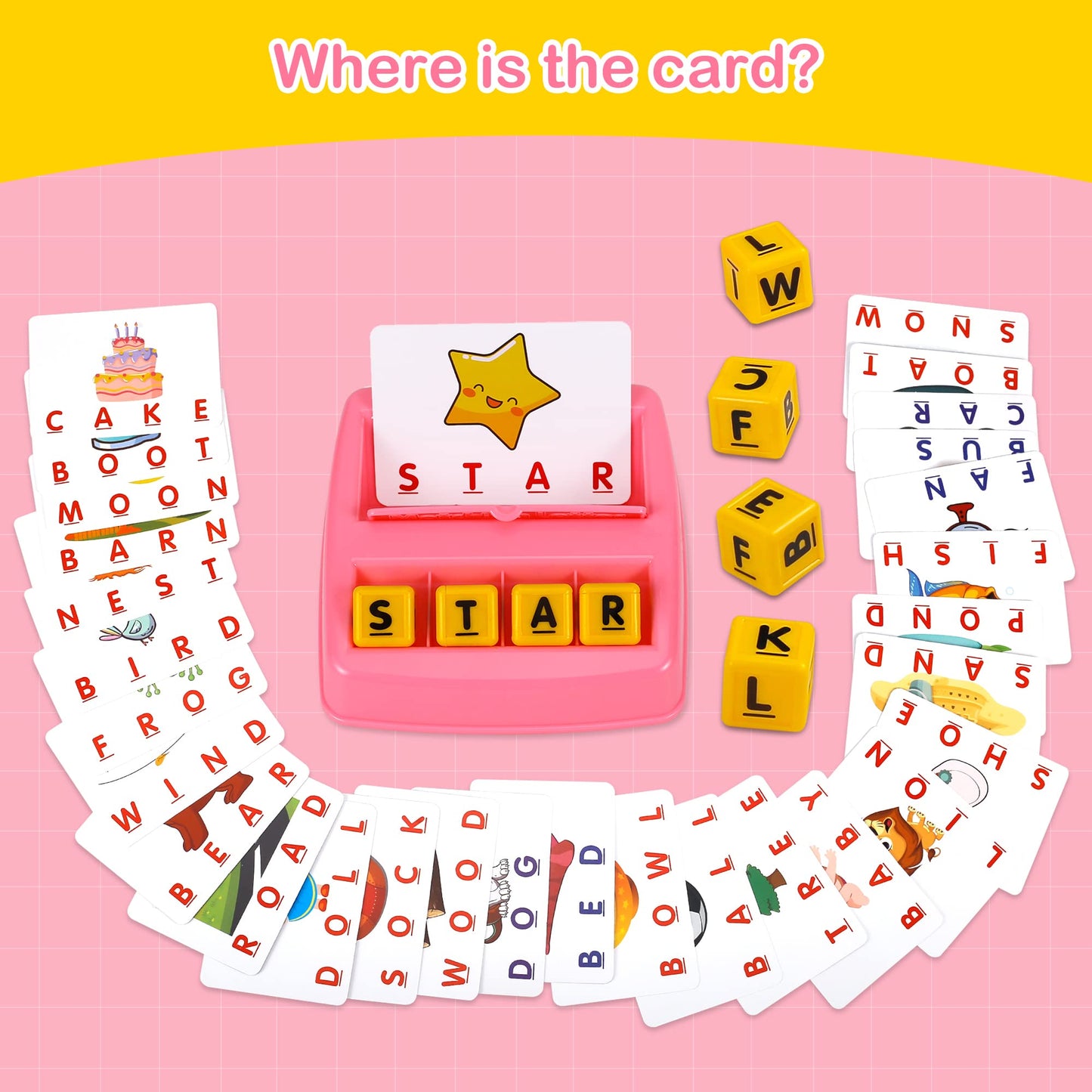 Fenikso Matching Letter Game, Alphabet Spelling & Reading Words, Objects & Color Recognition, Early Learning Educational Toy for Preschooler & Kindergarten Kids Over 3-8 Years Old, Best Gifts