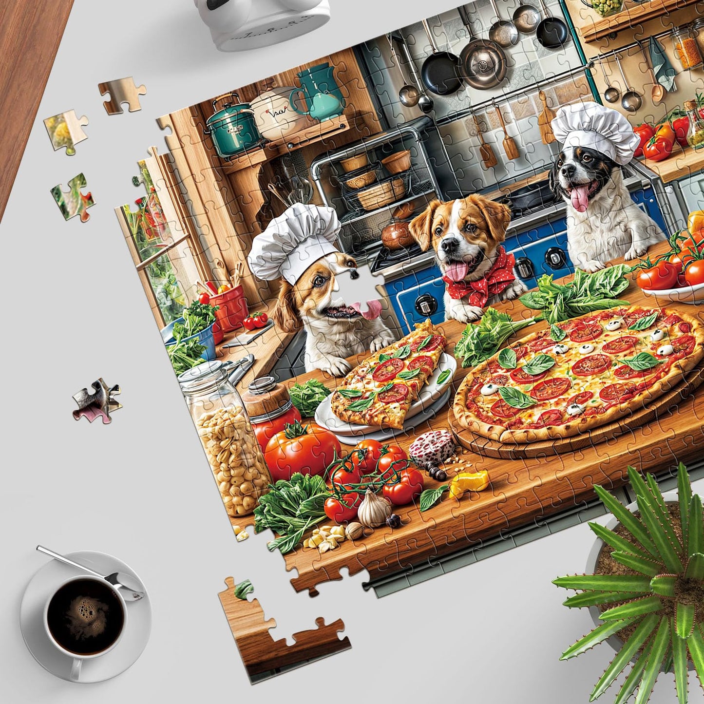 TangMosaic Funny Dog Pizza Jigsaw Puzzle, 1000 Piece Puzzle for Adults, Food Kitchen Puzzles, Animal Pet Lover Challenging Puzzles, Interlock Perfectly No Dust, Gifts for Mother's Father's Day