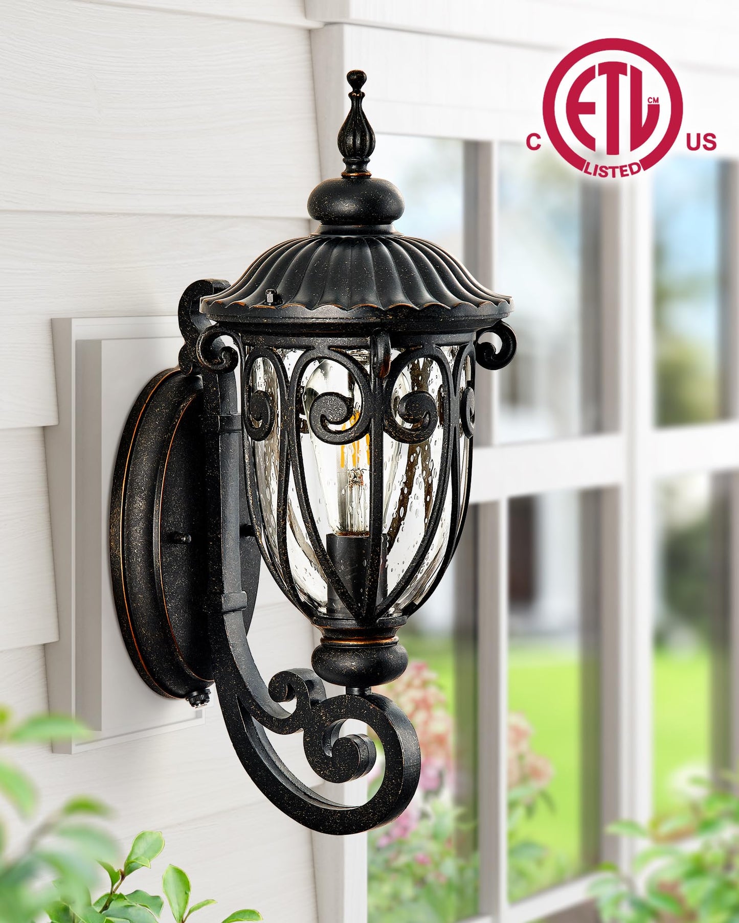 VIANIS Vintage Outdoor Light Fixture, Aluminum, Waterproof, Oil-Rubbed Bronze, Model 9886236011, Bubble Glass, 1 Pack